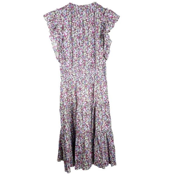 LAUREN RALPH LAUREN Micro Floral Layered Ruffled Midi Dress High Neck - Picture 8 of 11